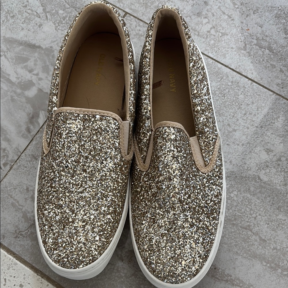 Old Navy Gold Glitter Slip-On Sneakers